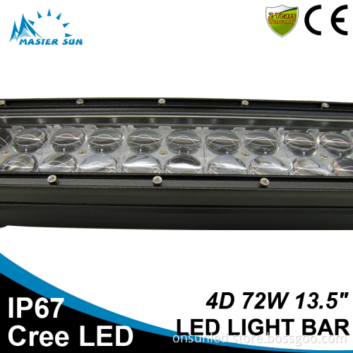 Waterproof 4D 13.5inch 72w led tractor work light car led light bar off road led light bar